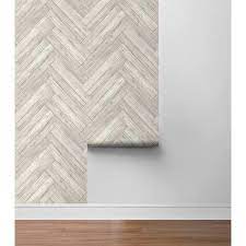 Surface Style Herringbone Wood Whitewash L Stick Wallpaper 20 5 In W X 18 Ft L