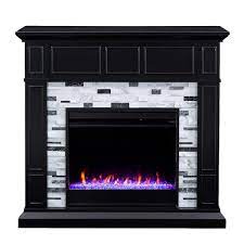 Etta Color Changing 46 In Electric Fireplace In Black With White And Gray