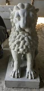 Black Stone Lion Sculpture Pair