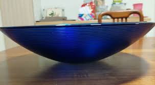 Cobalt Blue Glass Dish Fruit Bowl