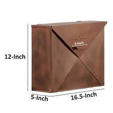 Spacious Envelope Shaped Wall Mount Iron Mail Box Copper Finish
