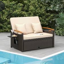 Outdoor Wicker Daybed With Folding