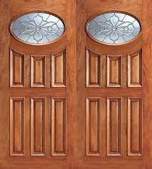 Entry 6 Panel Oval Glass Double Wood Door