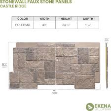 Ekena Millwork Pnu24x48crpo 49 W X 24 1 2 H X 1 1 4 D Castle Rock Stacked Stone Stonewall Faux Stone Siding Panel Polermo