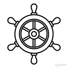 Navy Ship Wheel Icon Outline Style