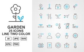 Premium Garden Line Two Color Icon Set