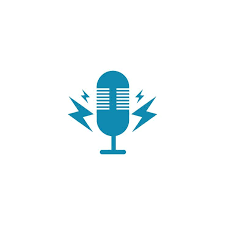 Modern Podcast Logo Blue Lightning Bolt