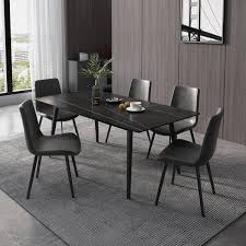 The Right Path 70 8 Rectangle Dining Table With Stone Top Black