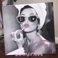 Audrey Hepburn Style Glitter Canvas