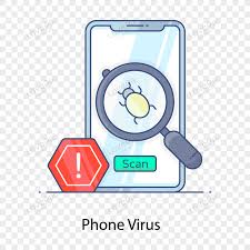 Phone Virus Icon In Flat Outline Design