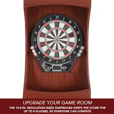 Hathaway Outlaw Free Standing Dartboard Cabinet Set Cherry Finish