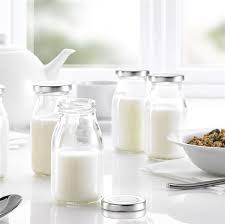 Glass Mini Milk Bottles With Lids 200ml