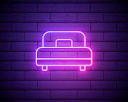 Bed Neon Icon Elements Of Furniture Set