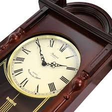Bedford Clock Collection 31 In Grand Chiming Pendulum Wall Clock Antique Mahogany Cherry