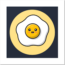 Cute Egg Fried Cartoon Vector Icon