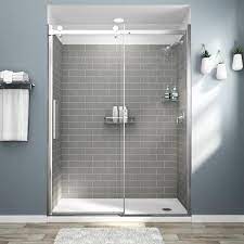 American Standard Passage 32 In X 60 In X 72 In 4 Piece Glue Up Alcove Shower Wall In Gray Subway Tile