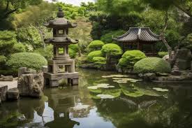 Peaceful Garden With Serene Pond