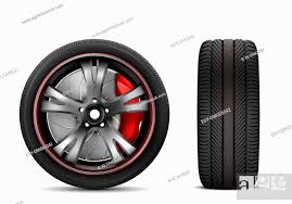 Sport Car Wheel With Red Brake Gear And