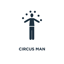 Circus Man Icon Black Filled Vector