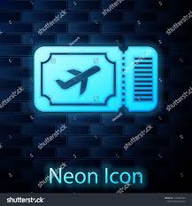 Glowing Neon Airline Ticket Icon