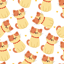 Seamless Pattern Cartoon Cat Cute