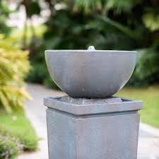 35 Inch Outdoor Zen Bowl Fountain Relaxing Polyresin Water Fountain For Lawn Garden