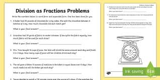 Fractions Word Problems Worksheet
