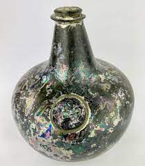 Antique Glass Sealed Onion Bottle