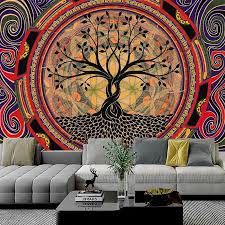 Psychedelic Tree Tapestry Mandala Wall