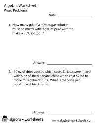 Algebra Word Problems Solver Worksheet