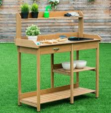 Best Choice S Fir Wood Outdoor Potting Bench With Metal Tabletop