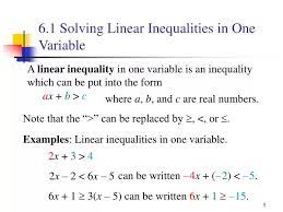 Ppt 6 1 Solving Linear Inequalities