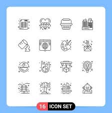 Stock Vector Icon Pack Of 16 Line Signs