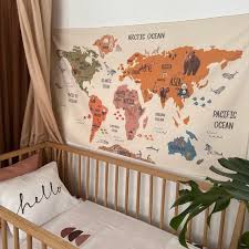 World Map Tapestry Organic Cotton