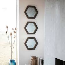 3 Hexagonal Wall Mirrors