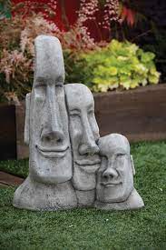 Triple Easter Island Heads Stone Garden