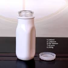 8oz White Square Milk Glass Bottle With
