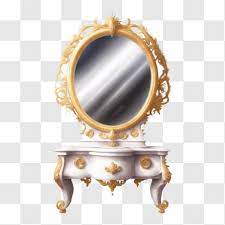 Gold Vanity With Mirror Png