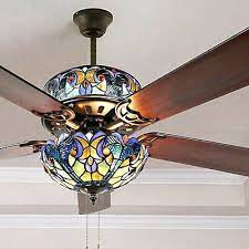Blue Stained Glass Ceiling Fan