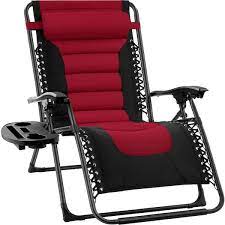 Red Metal Reclining Outdoor Lawn Chair