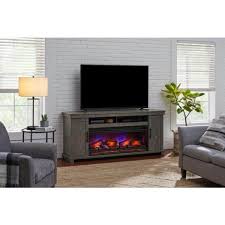 Stylewell Challis 68 In W Freestanding Media Mantel Electric Fireplace Tv Stand In Weathered Gray