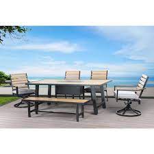 Outdoor Dining Set With Gray Cushions