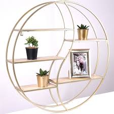 Metal And Wood Round Shelf Floating