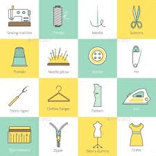 Sewing Equipment Icons Sewing