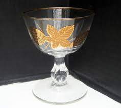 Vintage Libbey Glass Gold Leaves