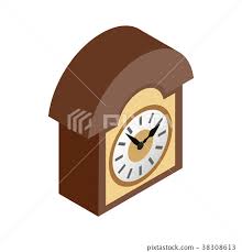 Vintage Wall Clock Icon Isometric 3d
