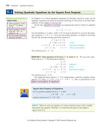 9 1 Solving Quadratic Equations By The