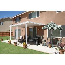 12 Ft X 10 Ft White Aluminum Frame Patio Cover 3 Posts 20 Lbs Snow Load