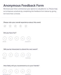 Anonymous Feedback Form Template Jotform