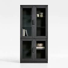 Charcoal Ebonized Wood Storage Cabinet